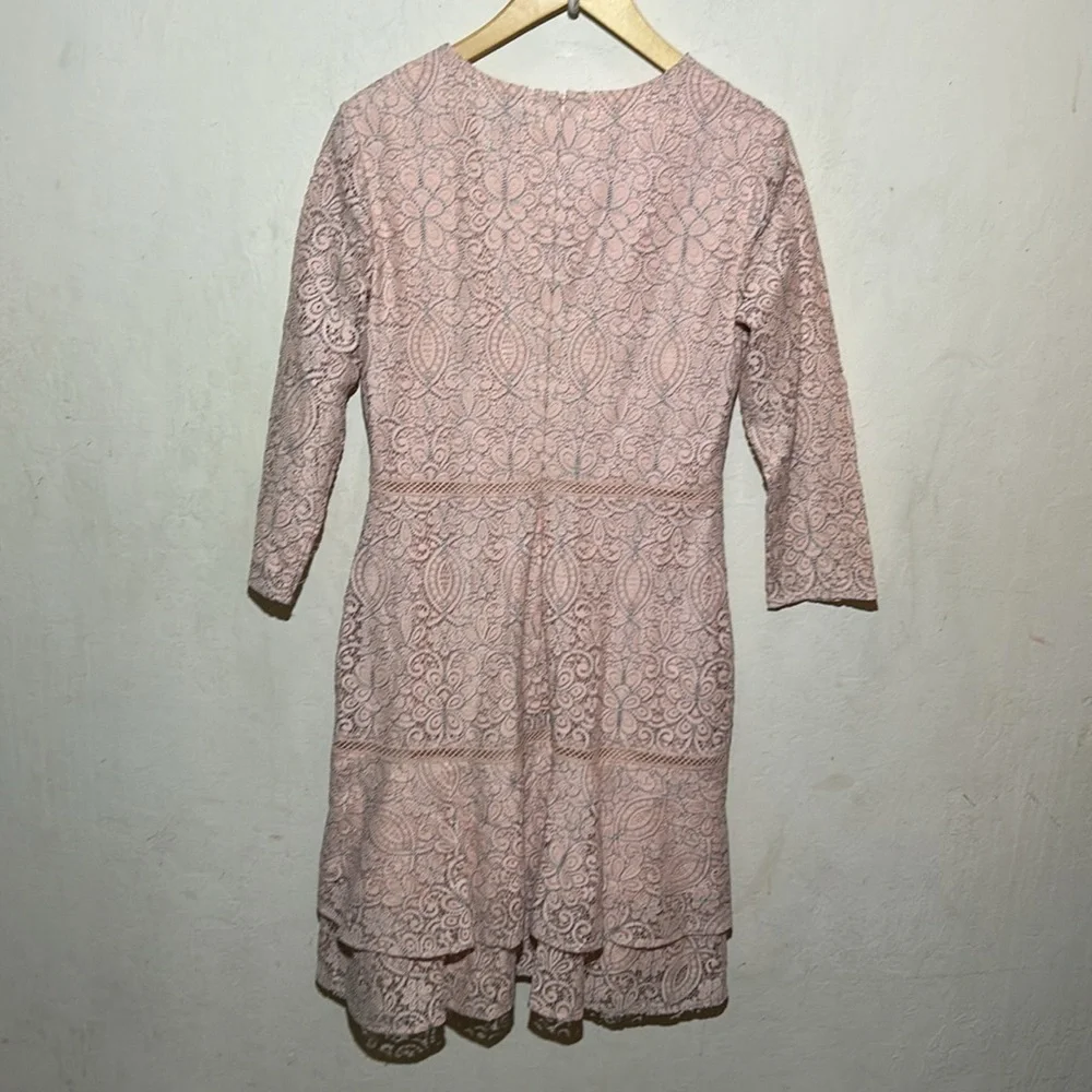 Lauren Ralph Lauren Lace Pink/Black Drop-Waist Dress Size 4 NWT